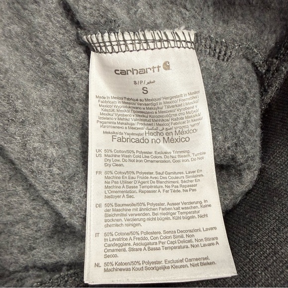 Carhartt K288 Signature Sleeve Logo Loose Fit Hoodie Sweatshirt Gray Neon Yellow - Picture 7 of 11